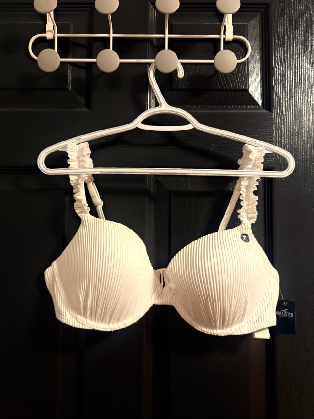 Hollister Women's White Ruffle Strap Bikini Top